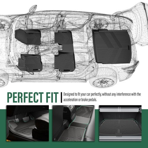 Solid Spare Fit For 2023-2024 Honda CR-V 3D Molded TPE Floor Mats Front+Rear+Cargo Liner