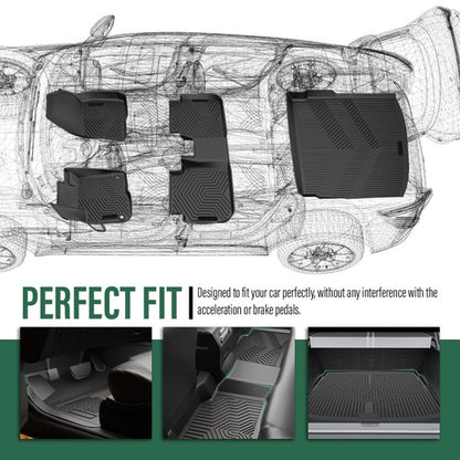 Solid Spare Fit For 2023-2024 Honda CR-V 3D Molded TPE Floor Mats Front+Rear+Cargo Liner