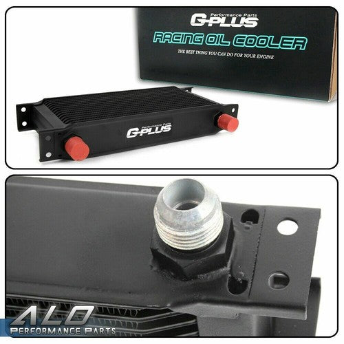Solid Spare Universal 19 Row AN10 Thermostat Adaptor Engine Oil Cooler Kit & Black Oil Lines