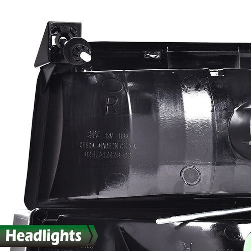 Solid Spare Fit For 92-96 Ford F-150 Bronco LED DRL Headlights Bumper Lamps Black