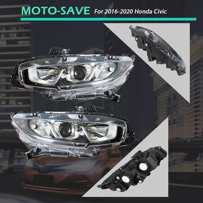 Solid Spare Headlight Fit For Honda Civic 2016-2020 Headlamps Driver + Passenger Side Pair