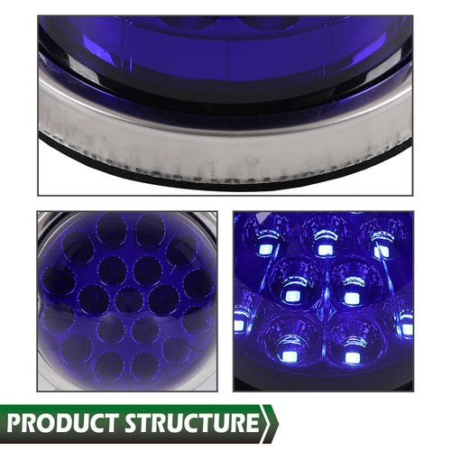 Solid Spare New Blue Lens Watermelon (19 LED) Marker Turn Signal Light Universal w/ Base