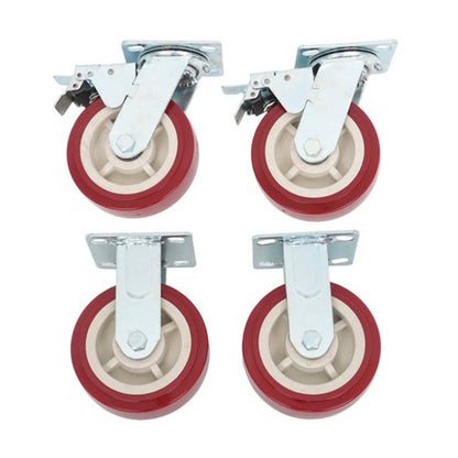 Solid Spare Four 6" red industrial casters 2 with brakes 2 without brakes