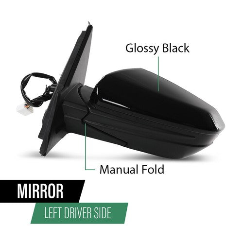 Solid Spare Left Power Mirror Manual Fold Heated w/ 5-Pin Fit For 2016-2021 Honda Civic
