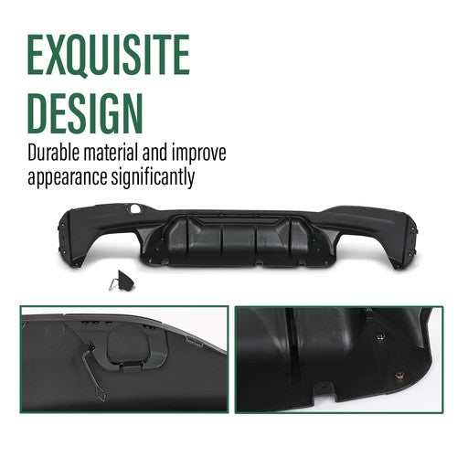 Solid Spare Fit For 17-23 BMW G30/G31/G38 5 Series M Sport Rear Bumper Diffuser Gloss Black