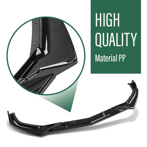 Solid Spare Fit For 16-2021 Honda Civic EX LX Sport Sedan Front Bumper Lip Spoiler Kit Black