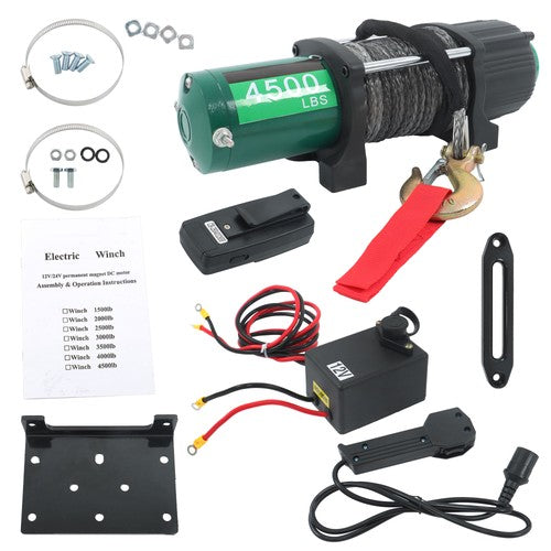 Solid Spare 4500lbs Synthetic Rope Electric Winch Waterproof IP67 with 82ft Wireless Remote