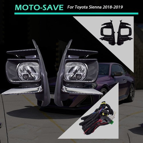 Solid Spare Clear Lens Fog Light+Switch+Wiring For Toyota Sienna 18-19 52030-08030 LH+RH