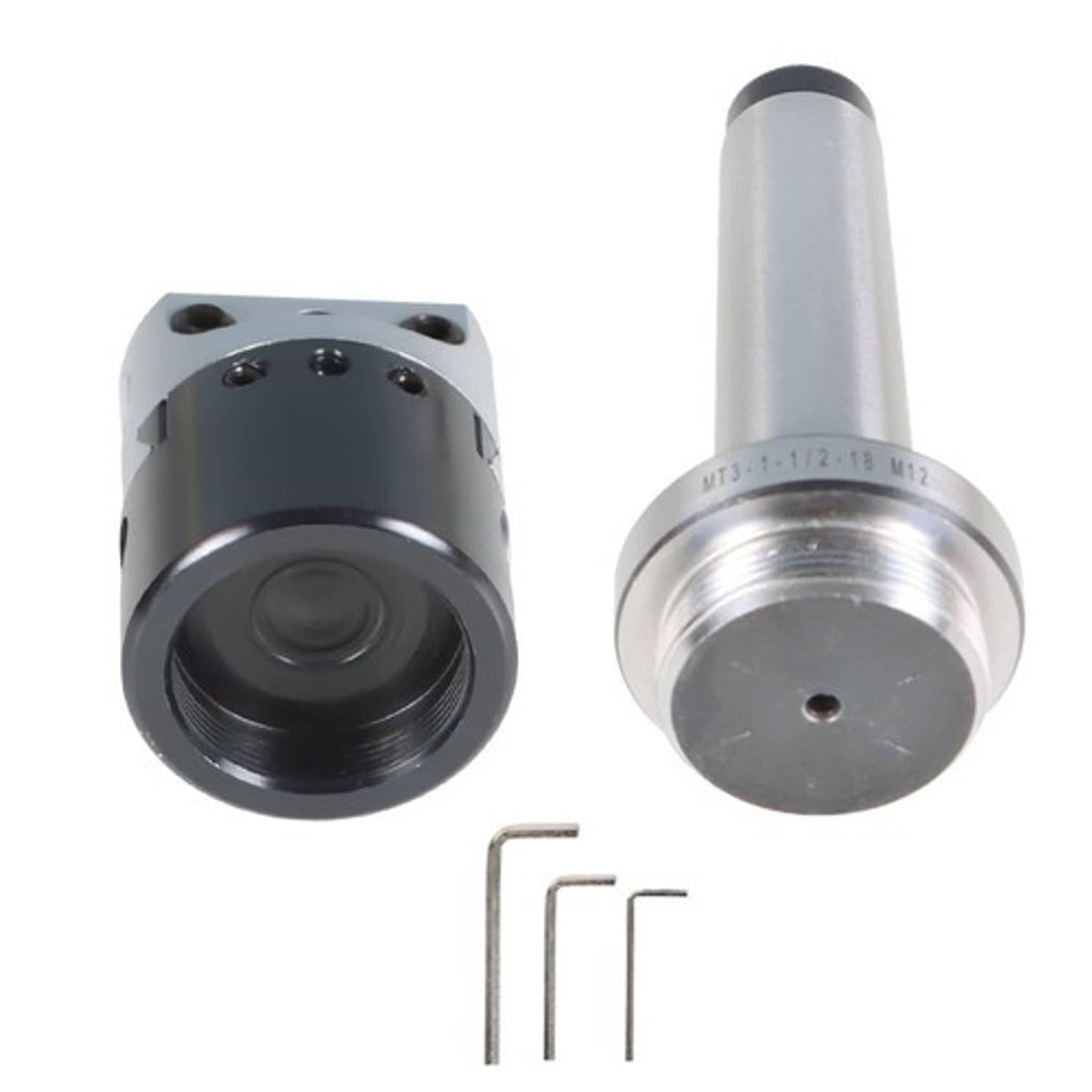 Solid Spare MT3-M12 Taper Collet Milling Arbor Adapter + 2" Lathe Boring Head + 3 Hex Keys