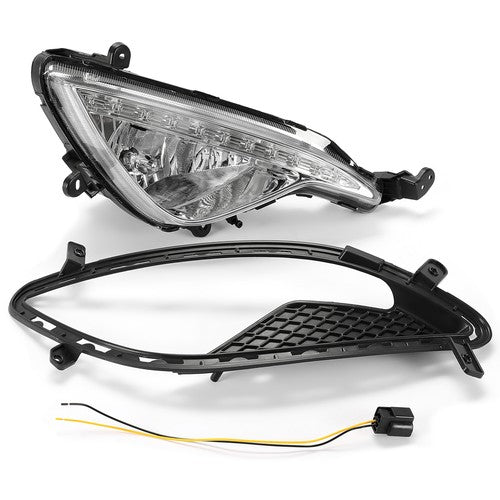 Solid Spare Fog Light Lamp + Cover + Connector RH/Passenger For Hyundai 13-17 Genesis Coupe
