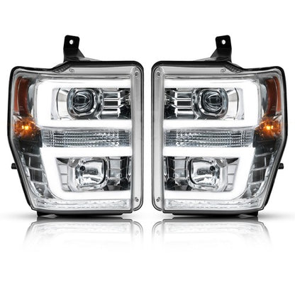 Solid Spare For 2008 2009 2010 Ford F250 F350 F450 LED Projector Headlights Headlamps Pair