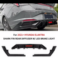 Solid Spare For Hyundai Elantra 21-23 Rear Bumper Diffuser Lip W/ Led Light Carbon Look