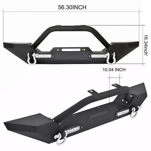 Solid Spare Front Bumper W/ Winch Plate D-Rings Rock Crawler For Jeep Wrangler 87-06 TJ YJ