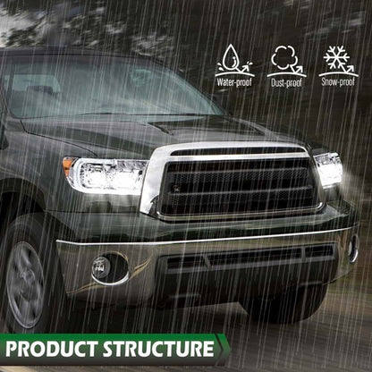 Solid Spare Fit For 07-13 Tundra 08-17 Sequoia Chrome/Amber LED Tube Projector Headlights