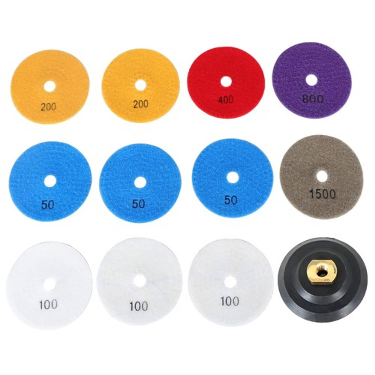 Solid Spare Diamond Polishing Pads Wet Dry 4 Inch Set Kit For Granite Concrete Marble 12PCS