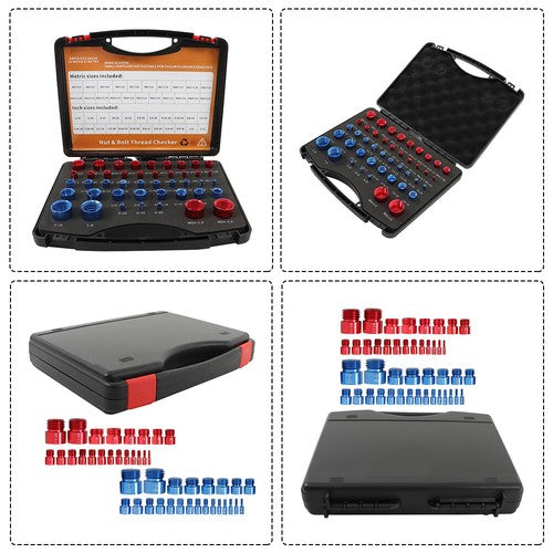 Solid Spare Nut and Bolt Thread Checker 44 Pieces 23 Inch And 21 Metric Sets In Case