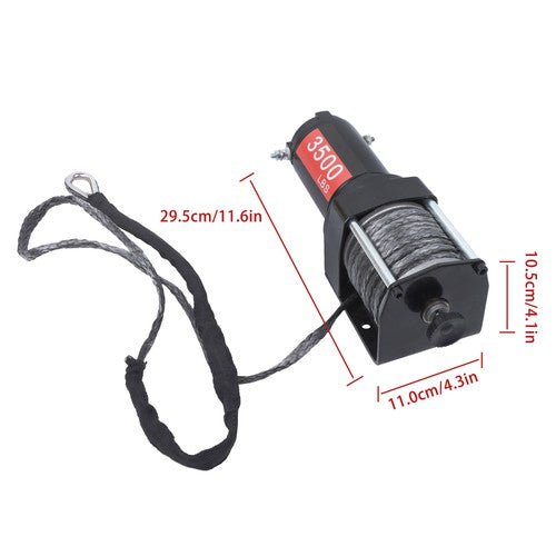 Solid Spare 12V 3500LBS 1.5HP Electric Winch 50ft Synthetic Rope Wireless & Wired Remote