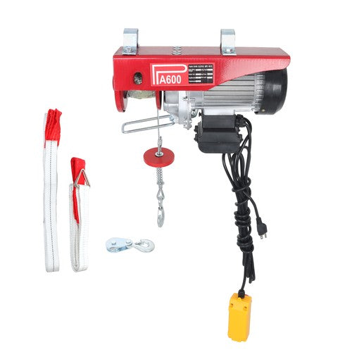 Solid Spare 1320lbs Mini Electric Hoist 14ft Wired Remote Control 1150W 20-40ft Height 110V