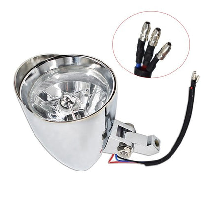 Solid Spare 12V Motorcycle Chrome Visor Headlight Lamp For Bobber Chopper Dyna