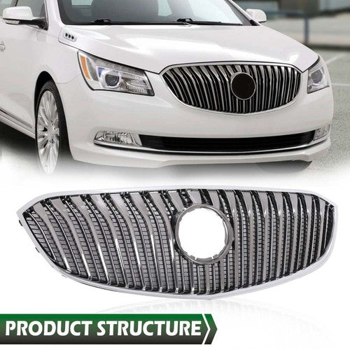 Solid Spare Fit For 14-16 Buick Lacrosse Front Bumper Upper Grille Grill Chrome GM1200705