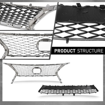 Solid Spare Front Bumper Upper & Lower Grille Fit For 2013-2015 Lexus RX350 F-Sport Style