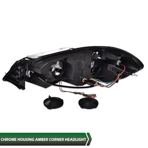 Solid Spare Fit For 06-16 Chevrolet Impala Passenger Side Chrome Housing Amber Headlight