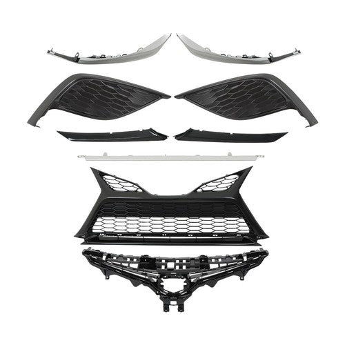 Solid Spare For Toyota Camry SE 2021 2022 2023 Front Upper And Lower Bumper Grilles 9Pcs