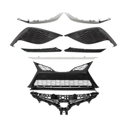 Solid Spare For Toyota Camry SE 2021 2022 2023 Front Upper And Lower Bumper Grilles 9Pcs