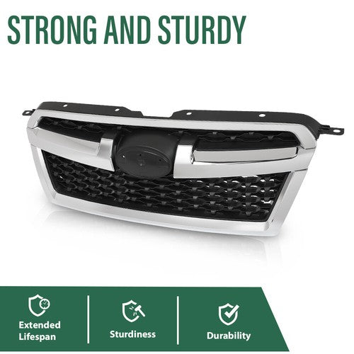 Solid Spare Fit For 2013-2014 Subaru Legacy Front Bumper Upper Grille Grill Black Chrome