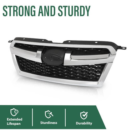 Solid Spare Fit For 2013-2014 Subaru Legacy Front Bumper Upper Grille Grill Black Chrome