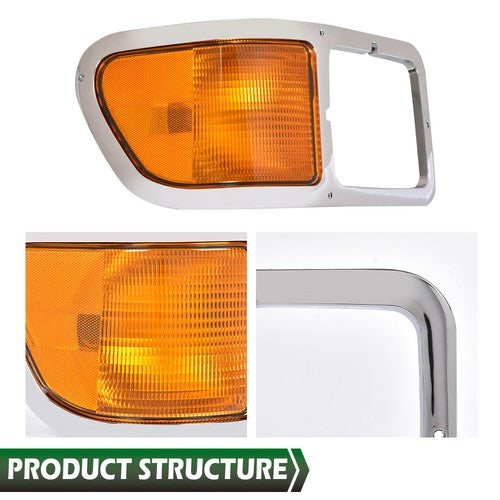 Solid Spare Fit For 2000-2015 Ford F650 F750 F-650 -F750 Headlights Bezel Corner Light Pair