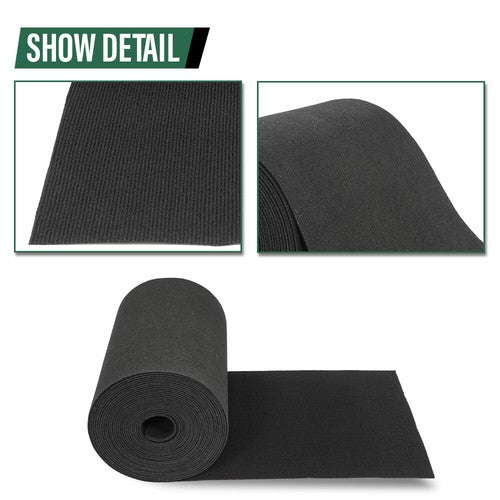 Solid Spare 18" x 50' Ribbed Bunk Carpet / Marine Boat Trailer Runners / Outdoor - Black