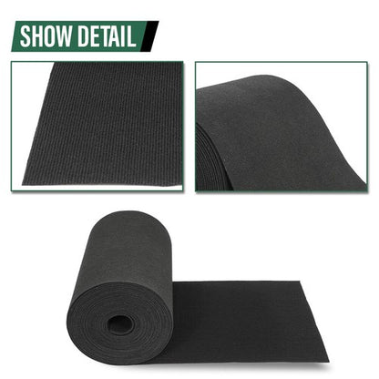 Solid Spare 18" x 50' Ribbed Bunk Carpet / Marine Boat Trailer Runners / Outdoor - Black