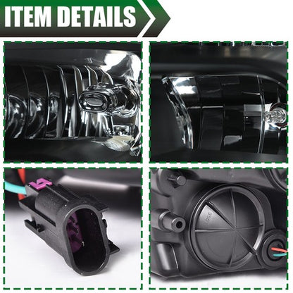 Solid Spare Fit For 2009-2018 Ram 1500 2500 3500 Black Housing Clear Corner Headlights Pair
