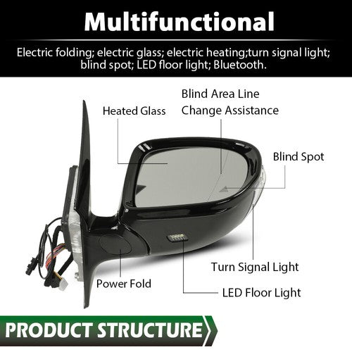 Solid Spare Fit For 16-2020 Mercedes Benz W213 E Class White Right Side Mirror w/ Blind Spot