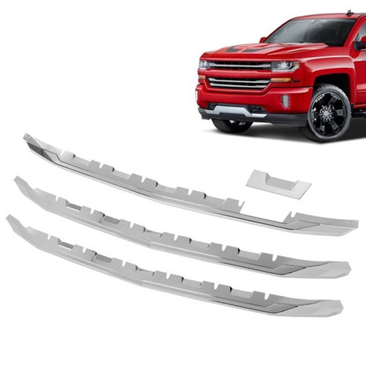 Solid Spare Grille Overlay Grill Cover Chrome Fit For 2016-2018 Chevy Silverado 1500 LT Z71