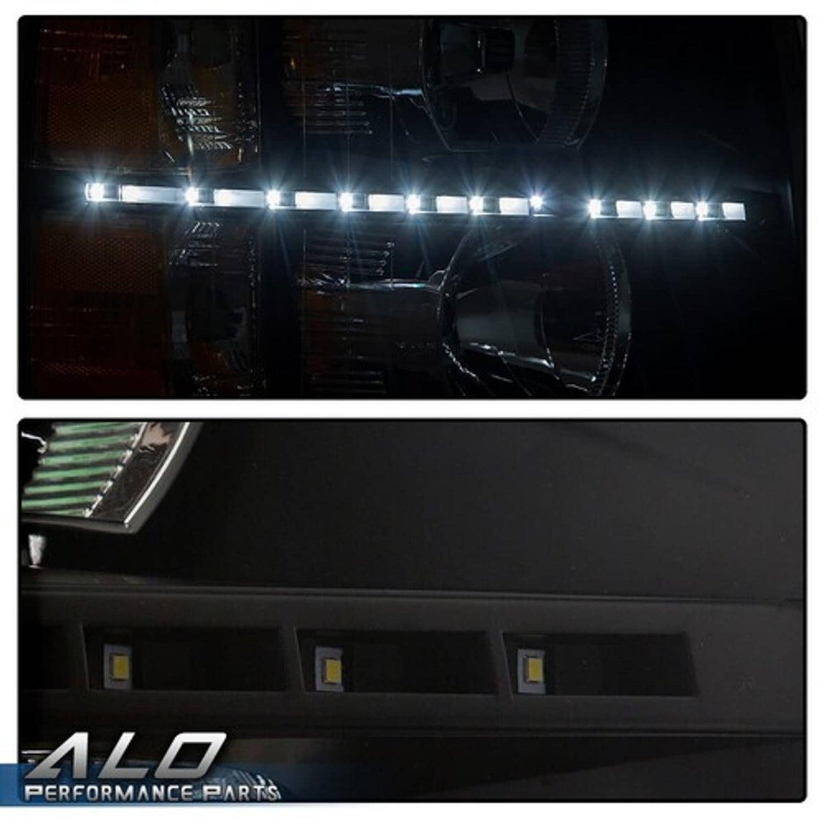 Solid Spare Fit For 07-14 Chevy Silverado Amber Corner Black Housing LED DRL Headlights