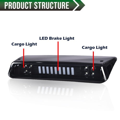 Solid Spare Fit For 04-08 Ford F-150 LED 3rd Third Brake Stop Light Cargo Lamp Black