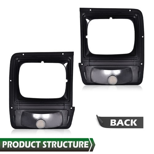 Solid Spare Pair Headlight Bezel Trim w/ Parking Turn Signal Light Fit For Dodge D/W Truck