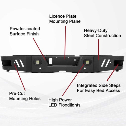Solid Spare Front & Rear Bumper For Dodge Ram 2500 3500 2010-18 w/ LED lights Powder-Coated