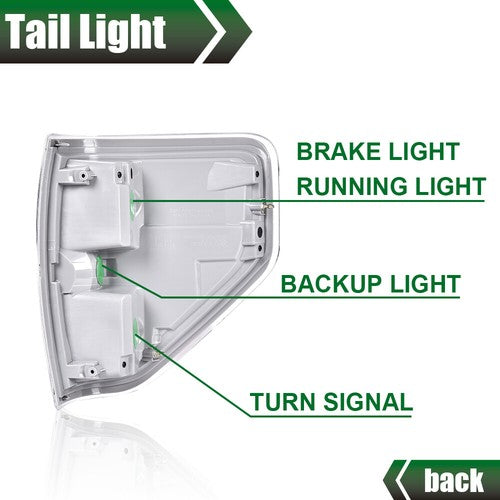 Solid Spare For Ford F150 F-150 Pickup 2009-2014 Left Driver Side Tail Light Brake Lamp