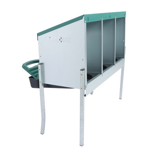 Solid Spare For Chicken Nest Box Green Chicken Nesting Box With Metal Legs Roll Away 3 Holes