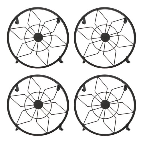 Solid Spare 4 Pack 9inch Black Metal Plant Stands Heavy Duty Plants Holder Flower Pot Stand