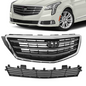 Front Upper+Lower Grille with Chrome Frame Kit For 2018 2019 2020 Cadillac XTS