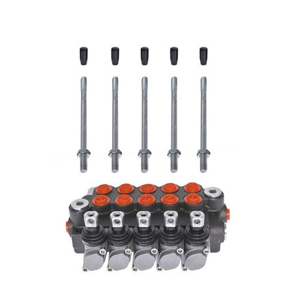 Solid Spare 5 Spool 3625PSI Hydraulic Monoblock Double Acting Control Valve 11 GPM SAE Ports