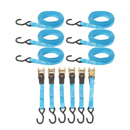 Solid Spare Ratchet Strap 6 Pcs+Polyester 566lbs Fracture Strength 1700lbs 1in*20ft S Hooks