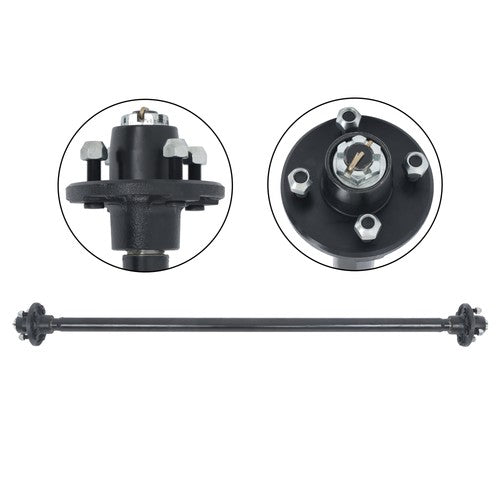 Solid Spare (with U-Bolt Kit) Trailer Axle 4 lug-4" Idler 58" Hub Face Fit For 2000lbs