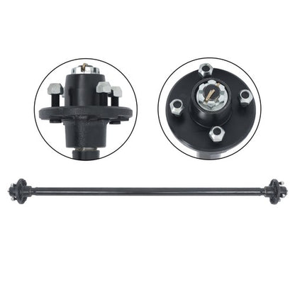 Solid Spare (with U-Bolt Kit) Trailer Axle 4 lug-4" Idler 58" Hub Face Fit For 2000lbs