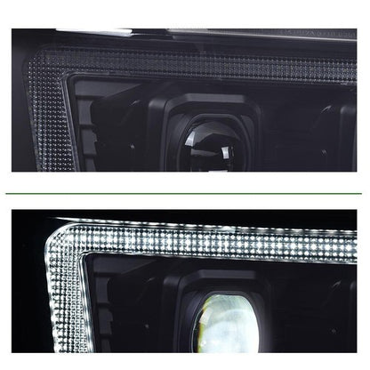 Solid Spare Fit For 2007-2014 Chevy Tahoe Suburban Smoked LED Projector Headlights Lamps