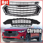 Chrome Front Bumper Upper+Lower Grille For Chevrolet Chevy Traverse 2018 19-2021